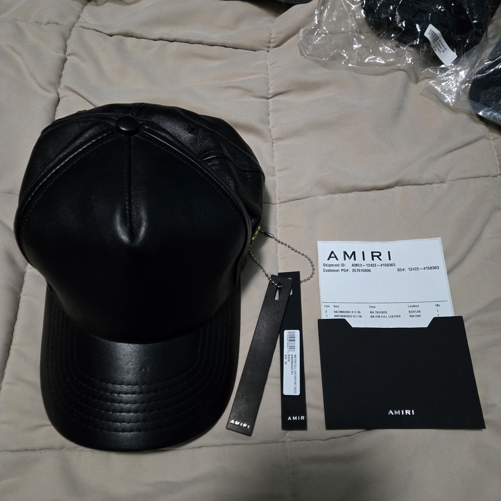Amiri Leather Hat Black